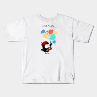 Artist Penguin Kids T-Shirt